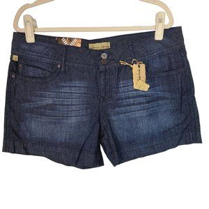 Vault Denim Womens 32 Blue Dark Wash Denim Emerson Edwards Shorts Mid Rise NWT